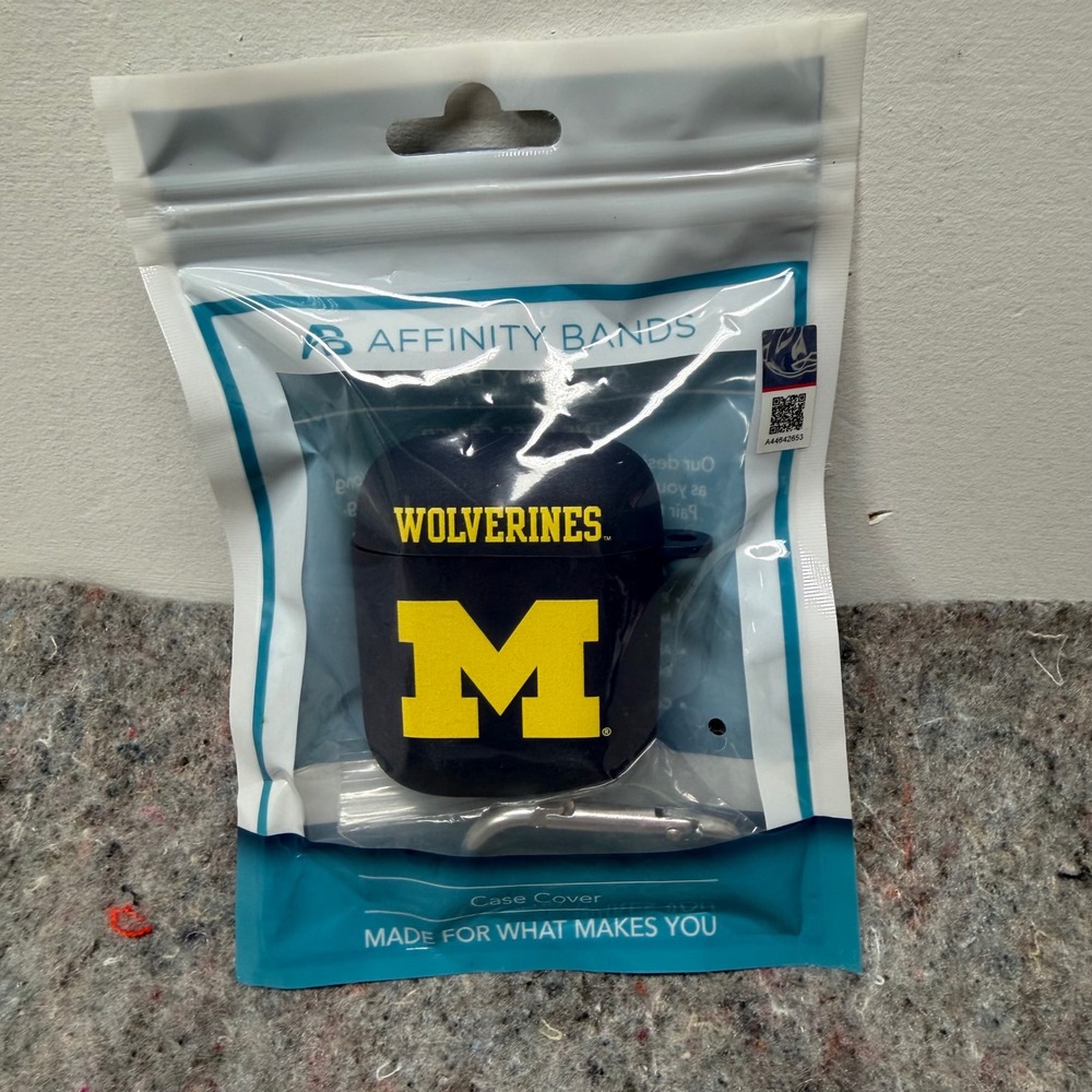 Affinity Bands Earbud Case Unisex OS Navy Michigan Wolverines NCAA Silicone TPU
